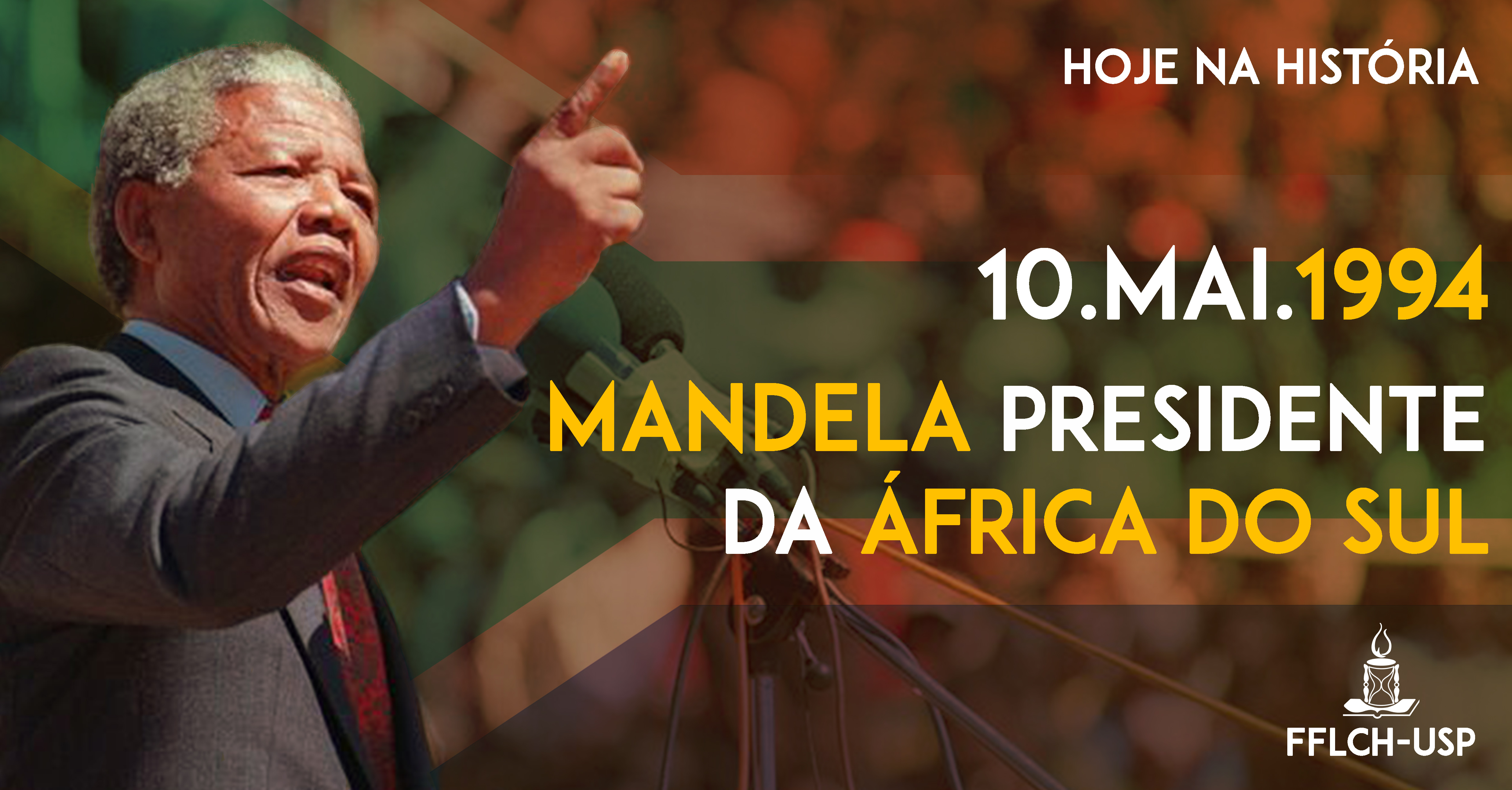 Mandela assume a presidência da África do Sul (Arte: Davi Morais)