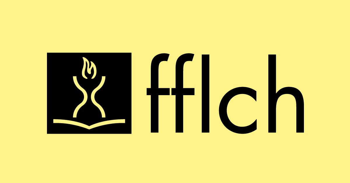símbolo e logo FFLCH com fundo amarelo
