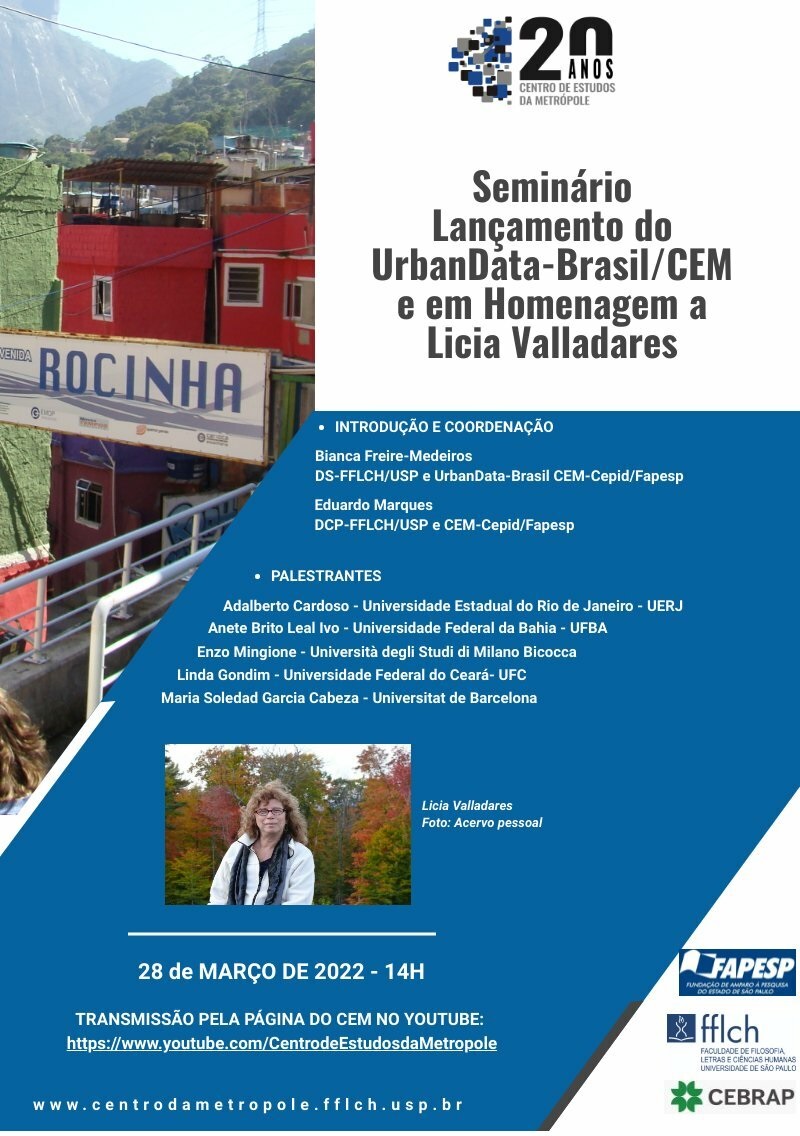 Lançamento do UrbanData-CEM e homenagem a Licia Valladares, dia 28 de março, 14h