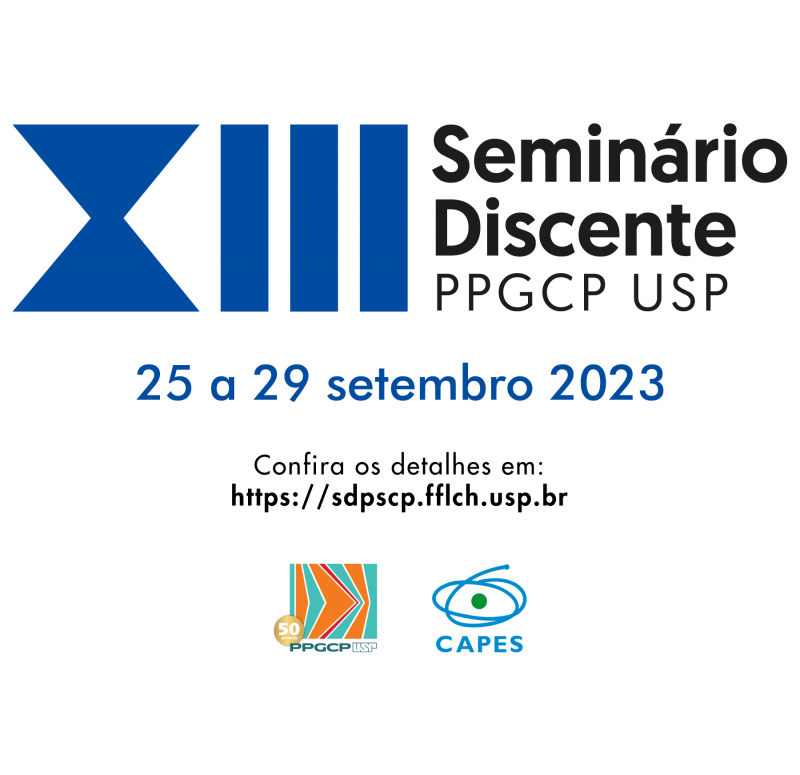 Logo do XIII Seminário Discente PPGCP USP, de 25 a 29 de setembro de 2023