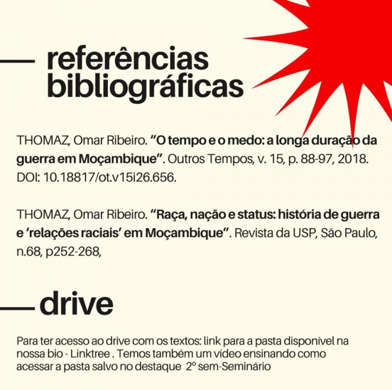 indicação de textos para leitura prévia e drive para baixar