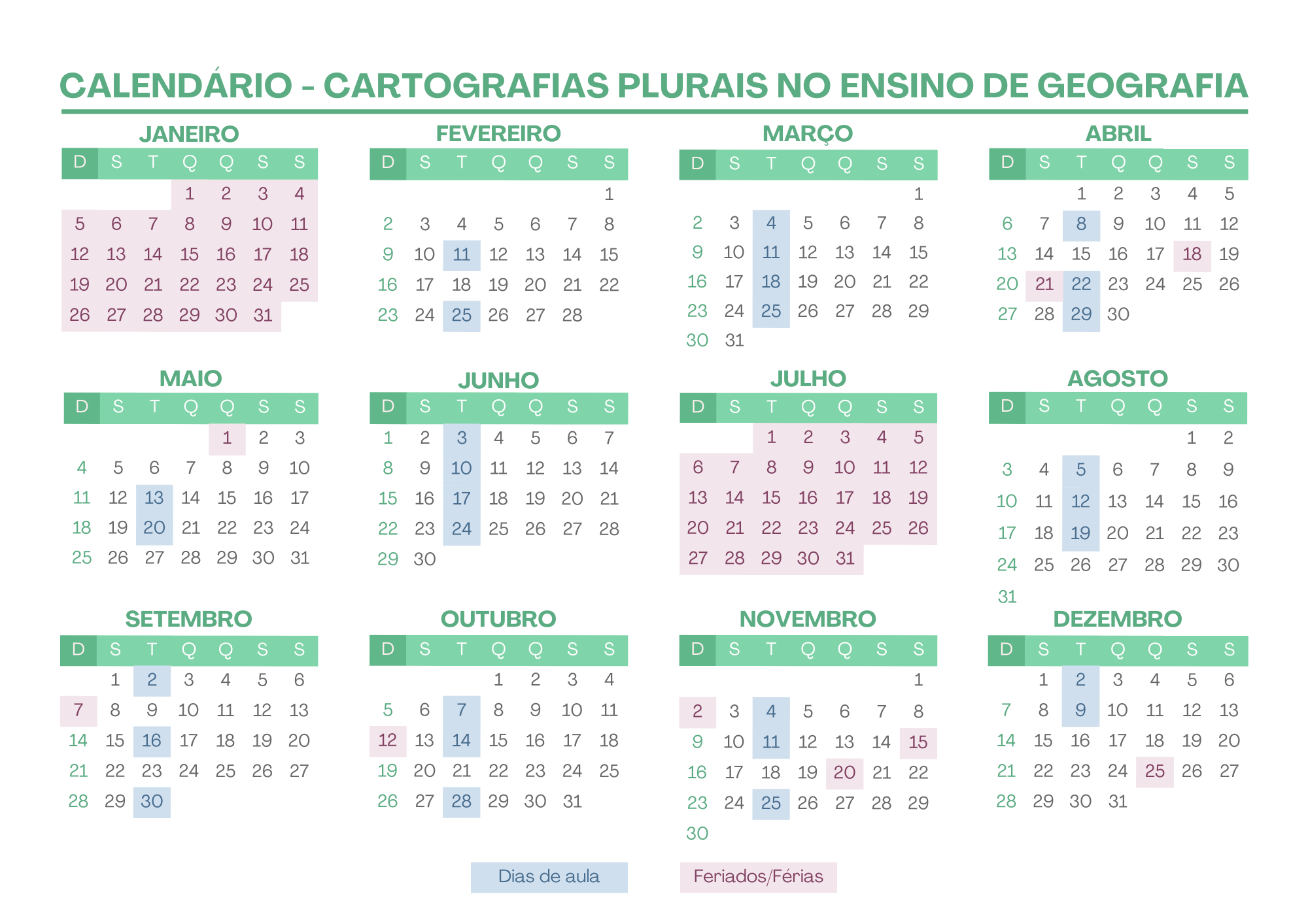 Calendário - Curso Cartografias Plurais