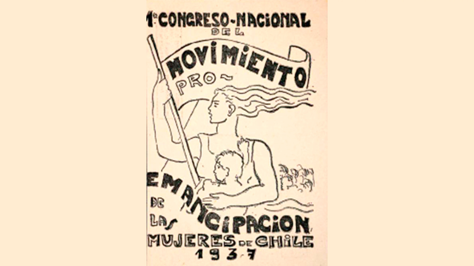 Cartaz do Primeiro Congresso Nacional do Movimento pela Emancipação das Mulheres do Chile, 1937 – Foto: Retirada do artigo